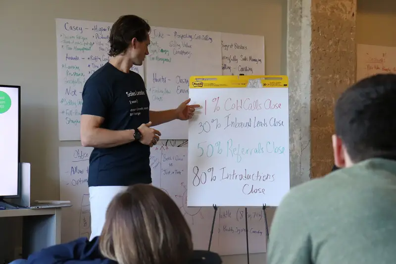 Ryan Groth speaking at contractor sales event